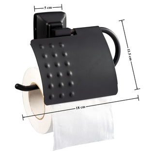 Plantex 304 Grade Stainless Steel Toilet Paper Holder for Bathroom/Toilet Roll Holder/Toilet Tissue Paper Roll Holder/Bathroom Accessories - Squaro (Black)