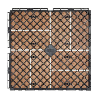 Plantex Merbau Wood Deck Tiles for Garden/Terrace/Patio/Outdoor Tiles with Interlocking Installation-Waterproof Flooring Tiles – Pack of 6 (Wood - 12x12 Inch)