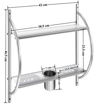 Plantex Stainless Steel Multipurpose Bathroom Shelf/Rack for Bathroom with Tumbler Holder, Double Soap Dish Wall Mount - Bathroom Accessories (2 Tier - Chrome Finish)