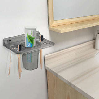 Plantex Unbreakable ABS Plastic Tumbler Holder/Tooth Brush Holder/Bathroom Accessories (Transparent)