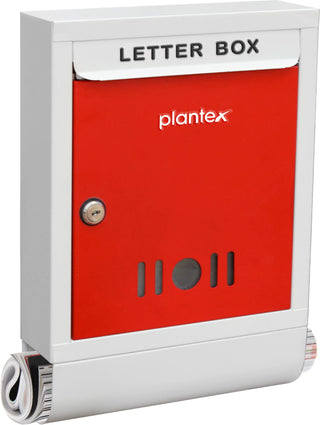 Plantex Metal Wall Mount Letter Box for Gate and Wall with Magazine Holder/News Paper Holder/Outdoor Mailboxes with Key Lock (Red & Ivory)