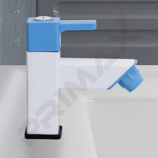 Plantex PTMT ES-113 Single Lever Pillar Tap for Wash basin with Plastic Wall Flange/Bathroom Water Tap (Blue & White)