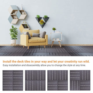 Plantex Tiles for Floor-Interlocking Heavy Plastic Tiles/Garden Tile/Quick Flooring Solution for Indoor/Outdoor Deck Tile-Pack of 10 (Dark Grey,APS-1211)