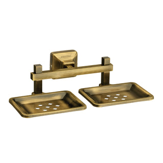 Plantex 304 Grade Stainless Steel Double Soap Holder for Bathroom/Dual Soap Dish/Soap Stand/Bathroom Accessories - Squaro (Brass Antique)