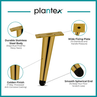 Plantex Golden 6-inch Sofa Legs for Furniture Legs with Rubber Grip – 6 Pcs