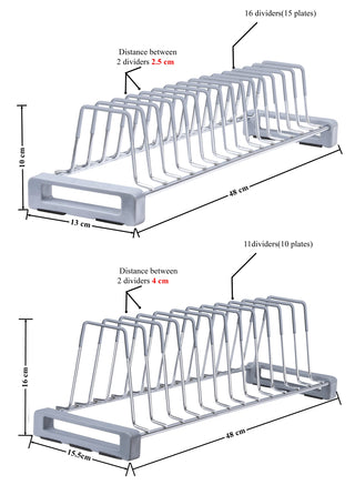 Plantex Stainless Steel Plate Rack/Thali Stand/Tandem Box Plate Stand/Dish Racks/Plate Holder for Modular Kitchen- Set of 2 (Chrome)