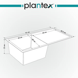 Plantex Sink for Kitchen/Granite Quartz Single Bowl Kitchen Sink With Drain Board/Undermount/Top Mounted (Black-36x18 Inches)