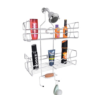 Plantex Stainless Steel 5In1 Multipurpose Bathroom Shelf And Rack/Shower Caddy/Bathroom Storage Shelf/Soap Holder/Bathroom Accessories For Home (Chrome), Silver