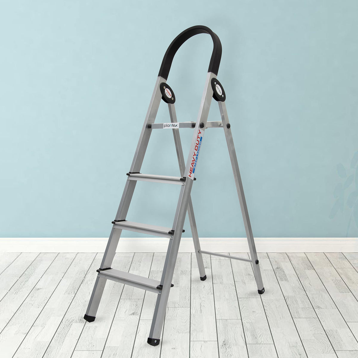 Plantex Wonder Aluminium Step Folding Ladder 4 Step for Home with Advanced Locking System - Anti Slip 4 Step Ladder (Silver & Black)