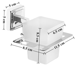 Plantex 304 Grade Stainless Steel Toothbrush Holder/Stand/Toothpaste Stand/Tumbler Holder for Bathroom - Decan (Chrome)