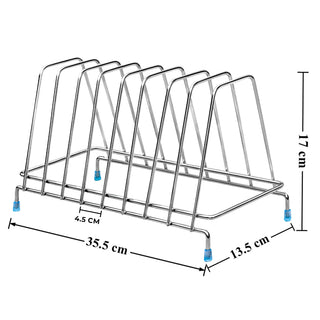 Plantex Stainless Steel Thali Stand/Plate Fixer/Dish Stand/Plate Holder/Plate Stand/Lid Organizer for Kitchen Wardrobe(6 Plates - Chrome)