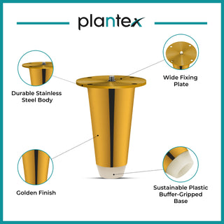 Plantex Heavy Duty Stainless Steel 4 inch Sofa Leg/Bed Furniture Leg Pair for Home Furnitures (DTS-53, Gold) � 6 pcs