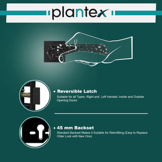 Plantex Heavy Duty Door Lock - Main Door Lock Set with 3 Keys/Mortise Door Lock for Home/Office/Hotel (594 - Black)