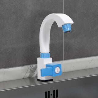 Plantex PTMT ES-116-Single Lever Swan Neck Sink tap for kitchen/360° Swivel Spout Kitchen Sink Tap/Tap for Kitchen Sink/Kitchen Taps for Home Sink-(Blue & White)