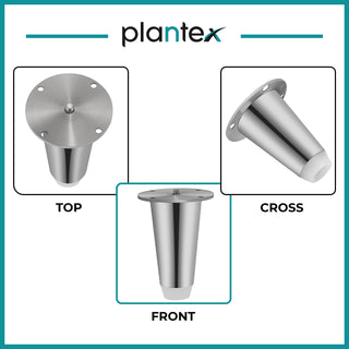 Plantex Heavy Duty Stainless Steel 4 inch Sofa Leg/Bed Furniture Leg Pair for Home Furnitures (DTS-53, Chrome) � 2 Pcs