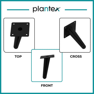 Plantex Black 4-inch Sofa Legs for Furniture Legs with Rubber Grip � 2 Pcs