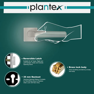 Plantex Door Lock-Fully Brass Main Door Lock with 4 Keys/Mortise Door Lock for Home/Office/Hotel (Sumer-3054, Satin White Chrome)