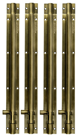 Plantex Stainless Steel 12 inch Tower Bolt/Tower Bolt for Home,Offices Doors and Windows/Tower Bolt for Main Door/Door Latch/Kundi/Chitakini/Door Latch for Windows (Brass Finish, Pack of 4)