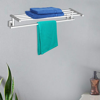 Plantex Stainless Steel 304 Grade Squaro Towel Rack for Bathroom/Towel Stand/Hanger/Bathroom Accessories (24 Inch-Chrome)