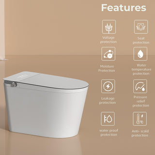 Plantex Smart Bidet Toilet/Smart Commode with Built-in Bidet Seat with Foot Touching Lid Opening/Auto Lid Closing and Flushing/Heated Seat/Digital Display and Remote Control - (White-1072)