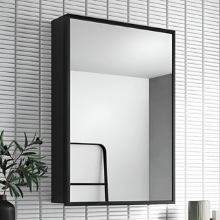 Plantex Heavy-Duty Stainless Steel Bathroom Mirror Cabinet/Bathroom Organiser with Mirror/Bathroom Shelf with Mirror/Mirror Cabinet for Wash Basin/Mirror with Storage (14x20 Inch|Black)