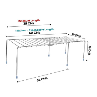 Plantex Stainless Steel Multipurpose Expandable Dish Rack/Expandable Storage Shelves for Kitchen Cabinets/Utensil Rack/Plate Stand (Chrome-Silver)