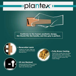 Plantex Door Lock-Fully Brass Main Door Lock with 4 Keys/Mortise Door Lock for Home/Office/Hotel (Sumer-3015, Rose Gold)