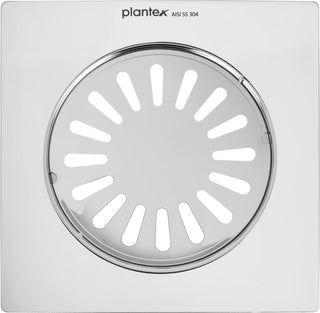 Plantex Classic 304 Grade Stainless Steel Flat Shower Drain with Removable Jali for Bathroom and Kitchen (6x6 inches) - Chrome