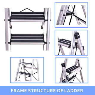 Plantex 4 Step Ladder -Foldable Aluminium Ladder-Wide Anti Skid Steps Capacity Upto 150 Kg (Anodize Coated-Gold)