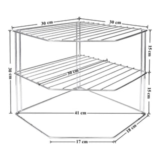 Plantex Stainless Steel Big Size Multipurpose 3-Tier Kitchen Corner Rack/Storage Shelf/Dish Rack/Storage Rack/Corner Stand for Kitchen(Chrome Finish)