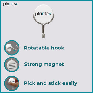 Plantex Stainless Steel Magnetic Rotating Hook for Bathroom/Cloth Hanger/Towel Hanger Hook for Behind Door -Pack of 5 (White)