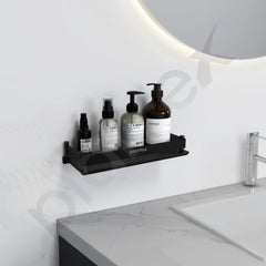 Plantex Stainless Steel Bathroom Shelf/Rack/Storage Organizer for Bathroom and Kitchen/Bathroom Accessories - Wall Mount (Matt Black - 12x5 inches)