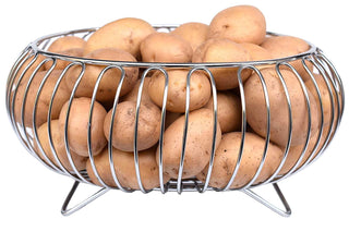 Plantex Heavy Duty Stainless Steel Fruit and Vegetable Basket/Table Top Fruit Rack/Vegetable Stand(Chrome),?9 litre