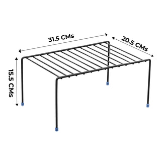 Plantex Stainless Steel Multipurpose Dish Rack/Storage Shelves for Kitchen Cabinets/Plate Stand/Utensil Rack (Black)