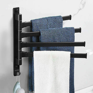 Plantex Aluminium 4-Arm Bathroom Swing Towel Hanger/Towel Holder for Bathroom/Towel Stand/Bathroom Accessories(Premium-Black)