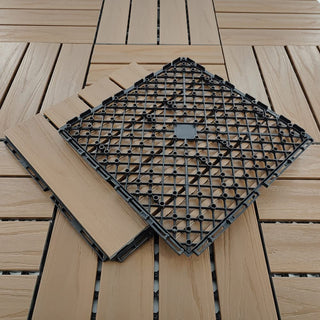 Plantex Tiles for Floor-Interlocking Wood Plastic Composite(WPC) Tiles/Garden Tile/Quick Flooring Solution for Indoor/Outdoor Deck Tile-Pack of 1 (CEM)