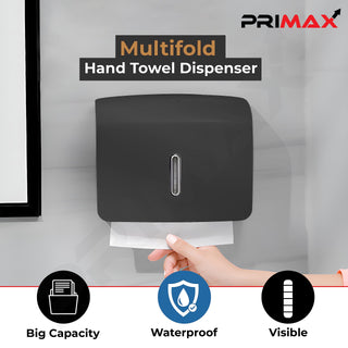 Primax ABS Toilet Paper Roll Holder/Paper Dispenser/Toilet Paper Holder for Bathroom/Hotels/Restaurants/Bathrooms/and Kitchens (APS-K536,Black)