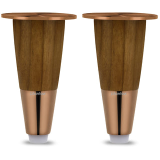 Plantex Stainless Steel and Wood 4 inch Sofa Leg/Bed Furniture Leg Pair for Home Furnitures (DTS-55-PVD Rose Gold) – 4 Pcs