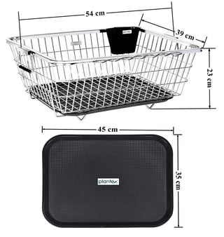 Plantex Stainless Steel Dish Drainer Basket for Kitchen Utensils/Dish Drying Rack with Drainer/Bartan Basket/Plate Stand (Size-54 x 40 x 24 cm)