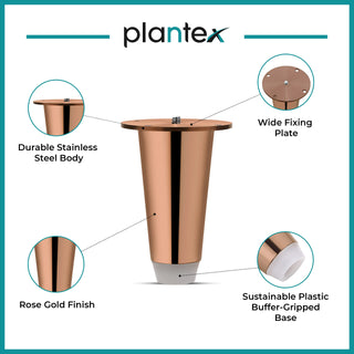 Plantex Heavy Duty Stainless Steel 4 inch Sofa Leg/Bed Furniture Leg Pair for Home Furnitures (DTS-53, Rose Gold) � 4 Pcs