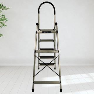 Plantex Ladder for Home-Foldable Aluminium 5 Step Ladder-Wide Anti Skid Steps (Anodize Coated-Gold)