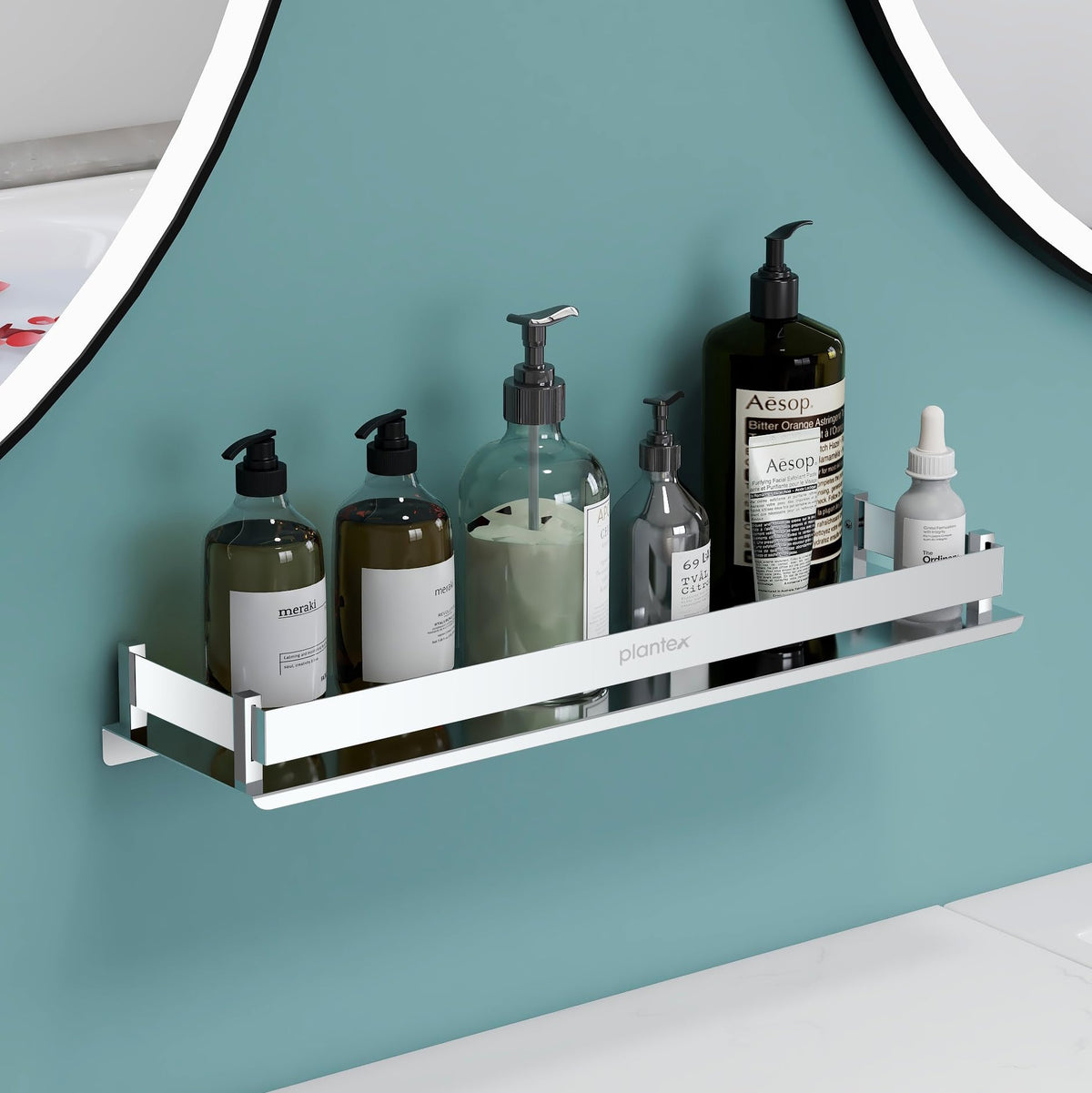 Plantex Stainless Steel Bathroom Organizer/Shelf for Bathroom/Kitchen/Wall - Chrome (18x5 Inch)