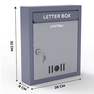 Plantex Wall Mount Letter Box - Suggestion Box/Mail Box/Post Box for Home gate with Secure Key Lock - (Dark Grey) A4 Size