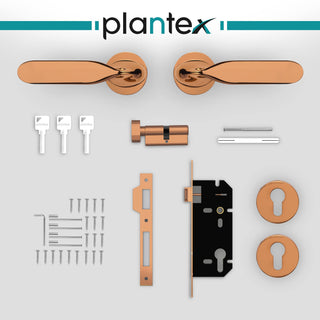 Plantex Heavy Duty Door Lock - Main Door Lock Set with 3 Keys/Mortisec Door Lock for Home/Office/Hotel (7106 - PVD Choco)