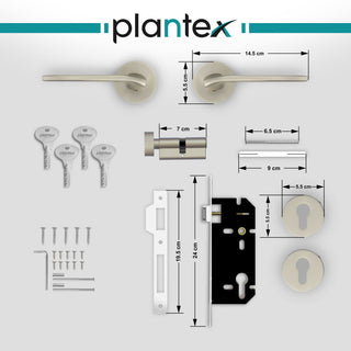 Plantex Door Lock-Fully Brass Main Door Lock with 4 Keys/Mortise Door Lock for Home/Office/Hotel (Sumer-3037, Matt)