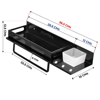 Plantex Bathroom Organizer - GI Steel Multipurpose Bathroom Shelf for Wall/Bathroom Accessories(Black-15 Inches)