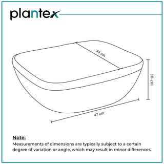 Plantex Platinium Tabletop Ceramic Rectangular Wash Basin/Countertop Bathroom Sink (NEO-004, 18.5 x 16.5 x 7 Inch)