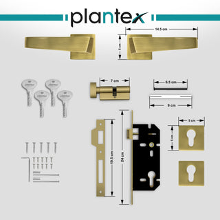 Plantex Fully Brass Door Lock with 3 Years of Warranty/Main Door Lock for Home/Mortise Lock for Door - Main Door Lock Set(Sumer-3015,Brass Antique)