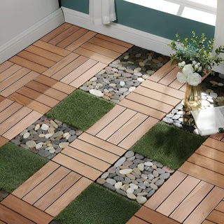 Plantex Merbau Wood Interlocking Deck Tiles for Garden/Terrace/Patio/Outdoor and Indoor Flooring - Waterproof Flooring Tiles � Pack of 6 (Wood - 12x12 Inch)