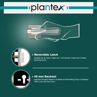 Plantex Premium Door Lock with 3 Years of Warranty/Main Door Lock for Home/Mortise Lock for Door - Main Door Lock Set ((593 - Satin Chrome)